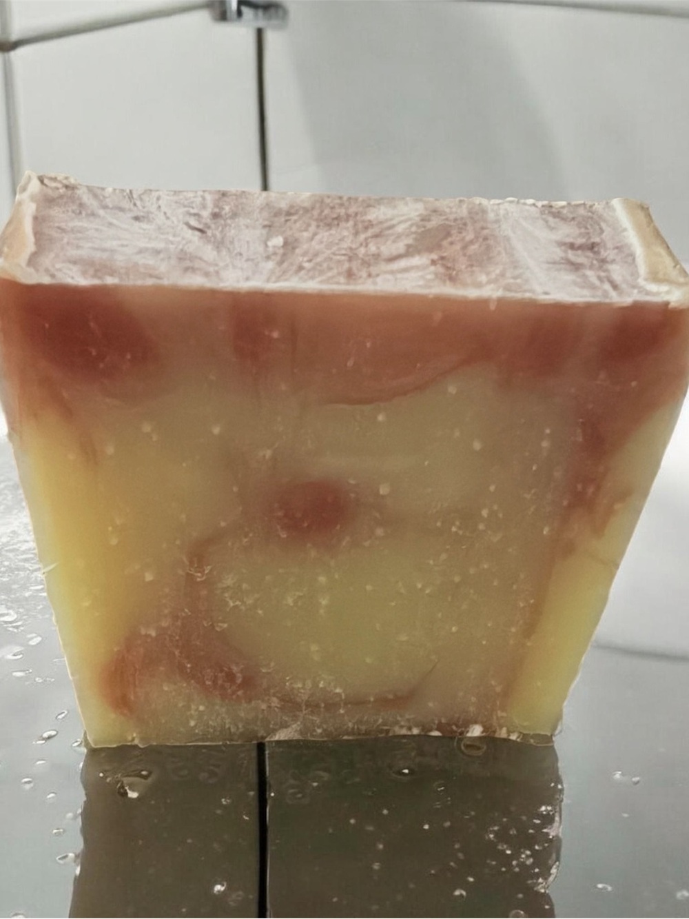 Strawberry swirl handmade soap bar